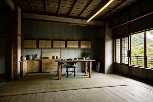 photo from pinterest of zen-style interior designed (workshop interior) with tool wall and wooden workbench and messy and tool wall. . with clean lines and natural light and serenity and harmony and japanese minimalist interior and mimimalist and simplicity and asian zen interior and asian zen interior. . cinematic photo, highly detailed, cinematic lighting, ultra-detailed, ultrarealistic, photorealism, 8k. trending on pinterest. zen interior design style. masterpiece, cinematic light, ultrarealistic+, photorealistic+, 8k, raw photo, realistic, sharp focus on eyes, (symmetrical eyes), (intact eyes), hyperrealistic, highest quality, best quality, , highly detailed, masterpiece, best quality, extremely detailed 8k wallpaper, masterpiece, best quality, ultra-detailed, best shadow, detailed background, detailed face, detailed eyes, high contrast, best illumination, detailed face, dulux, caustic, dynamic angle, detailed glow. dramatic lighting. highly detailed, insanely detailed hair, symmetrical, intricate details, professionally retouched, 8k high definition. strong bokeh. award winning photo.