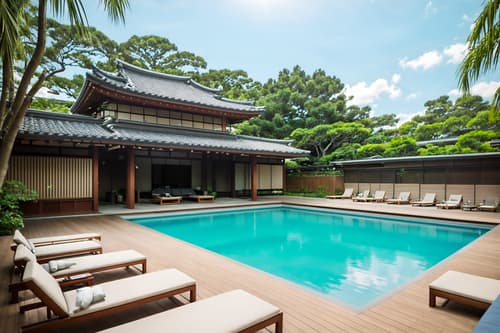 photo from pinterest of zen-style designed (outdoor pool area ) with pool lounge chairs and pool lights and pool and pool lounge chairs. . with simplicity and clean lines and mimimalist and japanese minimalist and calm and neutral colors and asian and natural light and simple furniture. . cinematic photo, highly detailed, cinematic lighting, ultra-detailed, ultrarealistic, photorealism, 8k. trending on pinterest. zen design style. masterpiece, cinematic light, ultrarealistic+, photorealistic+, 8k, raw photo, realistic, sharp focus on eyes, (symmetrical eyes), (intact eyes), hyperrealistic, highest quality, best quality, , highly detailed, masterpiece, best quality, extremely detailed 8k wallpaper, masterpiece, best quality, ultra-detailed, best shadow, detailed background, detailed face, detailed eyes, high contrast, best illumination, detailed face, dulux, caustic, dynamic angle, detailed glow. dramatic lighting. highly detailed, insanely detailed hair, symmetrical, intricate details, professionally retouched, 8k high definition. strong bokeh. award winning photo.
