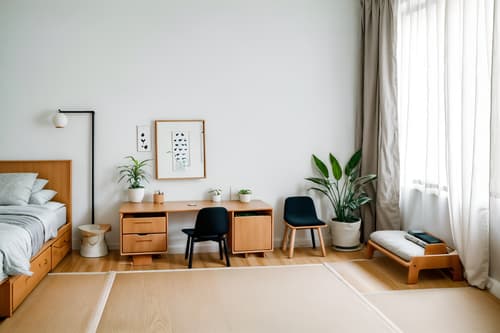 photo from pinterest of zen-style interior designed (kids room interior) with kids desk and plant and storage bench or ottoman and night light and headboard and mirror and bedside table or night stand and dresser closet. . with japanese interior and japanese minimalist interior and japanese minimalist interior and japanese minimalist interior and asian zen interior and clean lines and simple furniture and calm and neutral colors. . cinematic photo, highly detailed, cinematic lighting, ultra-detailed, ultrarealistic, photorealism, 8k. trending on pinterest. zen interior design style. masterpiece, cinematic light, ultrarealistic+, photorealistic+, 8k, raw photo, realistic, sharp focus on eyes, (symmetrical eyes), (intact eyes), hyperrealistic, highest quality, best quality, , highly detailed, masterpiece, best quality, extremely detailed 8k wallpaper, masterpiece, best quality, ultra-detailed, best shadow, detailed background, detailed face, detailed eyes, high contrast, best illumination, detailed face, dulux, caustic, dynamic angle, detailed glow. dramatic lighting. highly detailed, insanely detailed hair, symmetrical, intricate details, professionally retouched, 8k high definition. strong bokeh. award winning photo.