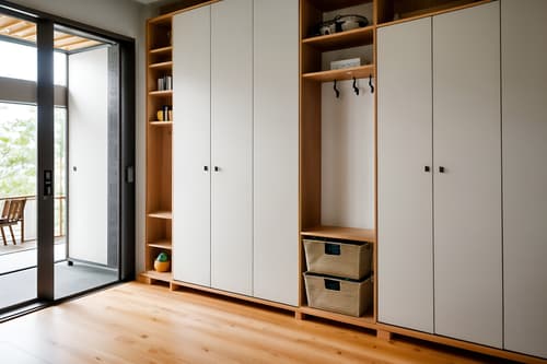 photo from pinterest of zen-style interior designed (drop zone interior) with storage baskets and shelves for shoes and cabinets and lockers and wall hooks for coats and storage drawers and cubbies and high up storage. . with japanese minimalist interior and japanese minimalist interior and simplicity and clean lines and natural light and serenity and harmony and asian zen interior and asian interior. . cinematic photo, highly detailed, cinematic lighting, ultra-detailed, ultrarealistic, photorealism, 8k. trending on pinterest. zen interior design style. masterpiece, cinematic light, ultrarealistic+, photorealistic+, 8k, raw photo, realistic, sharp focus on eyes, (symmetrical eyes), (intact eyes), hyperrealistic, highest quality, best quality, , highly detailed, masterpiece, best quality, extremely detailed 8k wallpaper, masterpiece, best quality, ultra-detailed, best shadow, detailed background, detailed face, detailed eyes, high contrast, best illumination, detailed face, dulux, caustic, dynamic angle, detailed glow. dramatic lighting. highly detailed, insanely detailed hair, symmetrical, intricate details, professionally retouched, 8k high definition. strong bokeh. award winning photo.