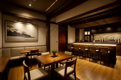 photo from pinterest of zen-style interior designed (restaurant interior) with restaurant decor and restaurant bar and restaurant chairs and restaurant dining tables and restaurant decor. . with japanese interior and asian zen interior and clean lines and calm and neutral colors and simplicity and serenity and harmony and mimimalist and clutter free. . cinematic photo, highly detailed, cinematic lighting, ultra-detailed, ultrarealistic, photorealism, 8k. trending on pinterest. zen interior design style. masterpiece, cinematic light, ultrarealistic+, photorealistic+, 8k, raw photo, realistic, sharp focus on eyes, (symmetrical eyes), (intact eyes), hyperrealistic, highest quality, best quality, , highly detailed, masterpiece, best quality, extremely detailed 8k wallpaper, masterpiece, best quality, ultra-detailed, best shadow, detailed background, detailed face, detailed eyes, high contrast, best illumination, detailed face, dulux, caustic, dynamic angle, detailed glow. dramatic lighting. highly detailed, insanely detailed hair, symmetrical, intricate details, professionally retouched, 8k high definition. strong bokeh. award winning photo.
