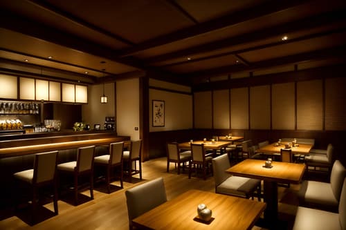 photo from pinterest of zen-style interior designed (restaurant interior) with restaurant decor and restaurant bar and restaurant chairs and restaurant dining tables and restaurant decor. . with japanese interior and asian zen interior and clean lines and calm and neutral colors and simplicity and serenity and harmony and mimimalist and clutter free. . cinematic photo, highly detailed, cinematic lighting, ultra-detailed, ultrarealistic, photorealism, 8k. trending on pinterest. zen interior design style. masterpiece, cinematic light, ultrarealistic+, photorealistic+, 8k, raw photo, realistic, sharp focus on eyes, (symmetrical eyes), (intact eyes), hyperrealistic, highest quality, best quality, , highly detailed, masterpiece, best quality, extremely detailed 8k wallpaper, masterpiece, best quality, ultra-detailed, best shadow, detailed background, detailed face, detailed eyes, high contrast, best illumination, detailed face, dulux, caustic, dynamic angle, detailed glow. dramatic lighting. highly detailed, insanely detailed hair, symmetrical, intricate details, professionally retouched, 8k high definition. strong bokeh. award winning photo.