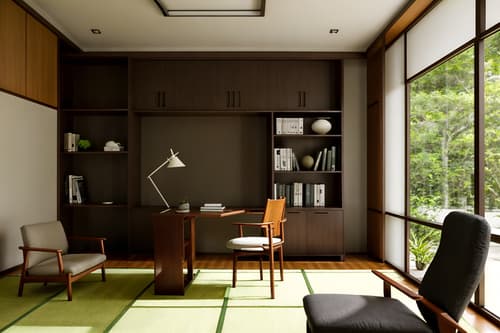 photo from pinterest of zen-style interior designed (study room interior) with lounge chair and bookshelves and plant and writing desk and desk lamp and cabinets and office chair and lounge chair. . with asian zen interior and japanese minimalist interior and asian zen interior and clean lines and simple furniture and serenity and harmony and asian interior and japanese minimalist interior. . cinematic photo, highly detailed, cinematic lighting, ultra-detailed, ultrarealistic, photorealism, 8k. trending on pinterest. zen interior design style. masterpiece, cinematic light, ultrarealistic+, photorealistic+, 8k, raw photo, realistic, sharp focus on eyes, (symmetrical eyes), (intact eyes), hyperrealistic, highest quality, best quality, , highly detailed, masterpiece, best quality, extremely detailed 8k wallpaper, masterpiece, best quality, ultra-detailed, best shadow, detailed background, detailed face, detailed eyes, high contrast, best illumination, detailed face, dulux, caustic, dynamic angle, detailed glow. dramatic lighting. highly detailed, insanely detailed hair, symmetrical, intricate details, professionally retouched, 8k high definition. strong bokeh. award winning photo.