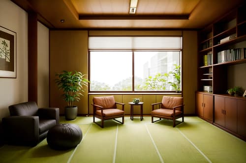 photo from pinterest of zen-style interior designed (study room interior) with lounge chair and bookshelves and plant and writing desk and desk lamp and cabinets and office chair and lounge chair. . with asian zen interior and japanese minimalist interior and asian zen interior and clean lines and simple furniture and serenity and harmony and asian interior and japanese minimalist interior. . cinematic photo, highly detailed, cinematic lighting, ultra-detailed, ultrarealistic, photorealism, 8k. trending on pinterest. zen interior design style. masterpiece, cinematic light, ultrarealistic+, photorealistic+, 8k, raw photo, realistic, sharp focus on eyes, (symmetrical eyes), (intact eyes), hyperrealistic, highest quality, best quality, , highly detailed, masterpiece, best quality, extremely detailed 8k wallpaper, masterpiece, best quality, ultra-detailed, best shadow, detailed background, detailed face, detailed eyes, high contrast, best illumination, detailed face, dulux, caustic, dynamic angle, detailed glow. dramatic lighting. highly detailed, insanely detailed hair, symmetrical, intricate details, professionally retouched, 8k high definition. strong bokeh. award winning photo.