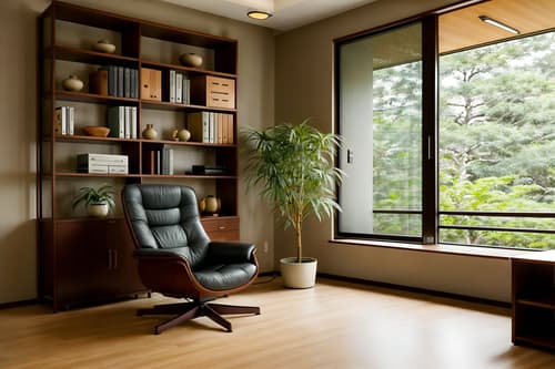 photo from pinterest of zen-style interior designed (study room interior) with lounge chair and bookshelves and plant and writing desk and desk lamp and cabinets and office chair and lounge chair. . with asian zen interior and japanese minimalist interior and asian zen interior and clean lines and simple furniture and serenity and harmony and asian interior and japanese minimalist interior. . cinematic photo, highly detailed, cinematic lighting, ultra-detailed, ultrarealistic, photorealism, 8k. trending on pinterest. zen interior design style. masterpiece, cinematic light, ultrarealistic+, photorealistic+, 8k, raw photo, realistic, sharp focus on eyes, (symmetrical eyes), (intact eyes), hyperrealistic, highest quality, best quality, , highly detailed, masterpiece, best quality, extremely detailed 8k wallpaper, masterpiece, best quality, ultra-detailed, best shadow, detailed background, detailed face, detailed eyes, high contrast, best illumination, detailed face, dulux, caustic, dynamic angle, detailed glow. dramatic lighting. highly detailed, insanely detailed hair, symmetrical, intricate details, professionally retouched, 8k high definition. strong bokeh. award winning photo.