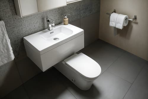photo from pinterest of zen-style interior designed (toilet interior) with sink with tap and toilet paper hanger and toilet with toilet seat up and sink with tap. . with japanese minimalist interior and japanese interior and japanese minimalist interior and simplicity and asian zen interior and clutter free and mimimalist and calm and neutral colors. . cinematic photo, highly detailed, cinematic lighting, ultra-detailed, ultrarealistic, photorealism, 8k. trending on pinterest. zen interior design style. masterpiece, cinematic light, ultrarealistic+, photorealistic+, 8k, raw photo, realistic, sharp focus on eyes, (symmetrical eyes), (intact eyes), hyperrealistic, highest quality, best quality, , highly detailed, masterpiece, best quality, extremely detailed 8k wallpaper, masterpiece, best quality, ultra-detailed, best shadow, detailed background, detailed face, detailed eyes, high contrast, best illumination, detailed face, dulux, caustic, dynamic angle, detailed glow. dramatic lighting. highly detailed, insanely detailed hair, symmetrical, intricate details, professionally retouched, 8k high definition. strong bokeh. award winning photo.