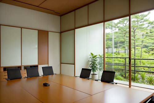 photo from pinterest of zen-style interior designed (meeting room interior) with plant and glass walls and cabinets and painting or photo on wall and vase and boardroom table and glass doors and office chairs. . with japanese minimalist interior and japanese minimalist interior and clutter free and japanese interior and calm and neutral colors and natural textures and japanese minimalist interior and serenity and harmony. . cinematic photo, highly detailed, cinematic lighting, ultra-detailed, ultrarealistic, photorealism, 8k. trending on pinterest. zen interior design style. masterpiece, cinematic light, ultrarealistic+, photorealistic+, 8k, raw photo, realistic, sharp focus on eyes, (symmetrical eyes), (intact eyes), hyperrealistic, highest quality, best quality, , highly detailed, masterpiece, best quality, extremely detailed 8k wallpaper, masterpiece, best quality, ultra-detailed, best shadow, detailed background, detailed face, detailed eyes, high contrast, best illumination, detailed face, dulux, caustic, dynamic angle, detailed glow. dramatic lighting. highly detailed, insanely detailed hair, symmetrical, intricate details, professionally retouched, 8k high definition. strong bokeh. award winning photo.