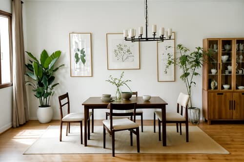photo from pinterest of zen-style interior designed (dining room interior) with vase and dining table and plant and plates, cutlery and glasses on dining table and dining table chairs and painting or photo on wall and light or chandelier and bookshelves. . with serenity and harmony and natural light and natural textures and simplicity and asian interior and simple furniture and calm and neutral colors and japanese minimalist interior. . cinematic photo, highly detailed, cinematic lighting, ultra-detailed, ultrarealistic, photorealism, 8k. trending on pinterest. zen interior design style. masterpiece, cinematic light, ultrarealistic+, photorealistic+, 8k, raw photo, realistic, sharp focus on eyes, (symmetrical eyes), (intact eyes), hyperrealistic, highest quality, best quality, , highly detailed, masterpiece, best quality, extremely detailed 8k wallpaper, masterpiece, best quality, ultra-detailed, best shadow, detailed background, detailed face, detailed eyes, high contrast, best illumination, detailed face, dulux, caustic, dynamic angle, detailed glow. dramatic lighting. highly detailed, insanely detailed hair, symmetrical, intricate details, professionally retouched, 8k high definition. strong bokeh. award winning photo.