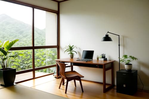 photo from pinterest of zen-style interior designed (home office interior) with desk lamp and cabinets and office chair and computer desk and plant and desk lamp. . with japanese minimalist interior and asian zen interior and simplicity and serenity and harmony and japanese minimalist interior and natural light and japanese minimalist interior and asian zen interior. . cinematic photo, highly detailed, cinematic lighting, ultra-detailed, ultrarealistic, photorealism, 8k. trending on pinterest. zen interior design style. masterpiece, cinematic light, ultrarealistic+, photorealistic+, 8k, raw photo, realistic, sharp focus on eyes, (symmetrical eyes), (intact eyes), hyperrealistic, highest quality, best quality, , highly detailed, masterpiece, best quality, extremely detailed 8k wallpaper, masterpiece, best quality, ultra-detailed, best shadow, detailed background, detailed face, detailed eyes, high contrast, best illumination, detailed face, dulux, caustic, dynamic angle, detailed glow. dramatic lighting. highly detailed, insanely detailed hair, symmetrical, intricate details, professionally retouched, 8k high definition. strong bokeh. award winning photo.