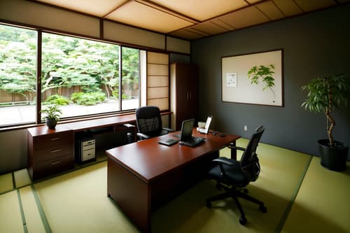 photo from pinterest of zen-style interior designed (home office interior) with desk lamp and cabinets and office chair and computer desk and plant and desk lamp. . with japanese minimalist interior and asian zen interior and simplicity and serenity and harmony and japanese minimalist interior and natural light and japanese minimalist interior and asian zen interior. . cinematic photo, highly detailed, cinematic lighting, ultra-detailed, ultrarealistic, photorealism, 8k. trending on pinterest. zen interior design style. masterpiece, cinematic light, ultrarealistic+, photorealistic+, 8k, raw photo, realistic, sharp focus on eyes, (symmetrical eyes), (intact eyes), hyperrealistic, highest quality, best quality, , highly detailed, masterpiece, best quality, extremely detailed 8k wallpaper, masterpiece, best quality, ultra-detailed, best shadow, detailed background, detailed face, detailed eyes, high contrast, best illumination, detailed face, dulux, caustic, dynamic angle, detailed glow. dramatic lighting. highly detailed, insanely detailed hair, symmetrical, intricate details, professionally retouched, 8k high definition. strong bokeh. award winning photo.