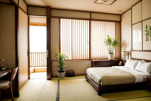 photo from pinterest of zen-style interior designed (hotel room interior) with accent chair and working desk with desk chair and dresser closet and storage bench or ottoman and mirror and bed and bedside table or night stand and plant. . with japanese minimalist interior and calm and neutral colors and asian zen interior and asian zen interior and asian interior and japanese minimalist interior and mimimalist and japanese interior. . cinematic photo, highly detailed, cinematic lighting, ultra-detailed, ultrarealistic, photorealism, 8k. trending on pinterest. zen interior design style. masterpiece, cinematic light, ultrarealistic+, photorealistic+, 8k, raw photo, realistic, sharp focus on eyes, (symmetrical eyes), (intact eyes), hyperrealistic, highest quality, best quality, , highly detailed, masterpiece, best quality, extremely detailed 8k wallpaper, masterpiece, best quality, ultra-detailed, best shadow, detailed background, detailed face, detailed eyes, high contrast, best illumination, detailed face, dulux, caustic, dynamic angle, detailed glow. dramatic lighting. highly detailed, insanely detailed hair, symmetrical, intricate details, professionally retouched, 8k high definition. strong bokeh. award winning photo.