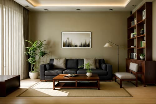 photo from pinterest of zen-style interior designed (living room interior) with furniture and bookshelves and occasional tables and coffee tables and sofa and electric lamps and plant and televisions. . with asian interior and calm and neutral colors and asian zen interior and serenity and harmony and natural textures and clean lines and japanese minimalist interior and simplicity. . cinematic photo, highly detailed, cinematic lighting, ultra-detailed, ultrarealistic, photorealism, 8k. trending on pinterest. zen interior design style. masterpiece, cinematic light, ultrarealistic+, photorealistic+, 8k, raw photo, realistic, sharp focus on eyes, (symmetrical eyes), (intact eyes), hyperrealistic, highest quality, best quality, , highly detailed, masterpiece, best quality, extremely detailed 8k wallpaper, masterpiece, best quality, ultra-detailed, best shadow, detailed background, detailed face, detailed eyes, high contrast, best illumination, detailed face, dulux, caustic, dynamic angle, detailed glow. dramatic lighting. highly detailed, insanely detailed hair, symmetrical, intricate details, professionally retouched, 8k high definition. strong bokeh. award winning photo.