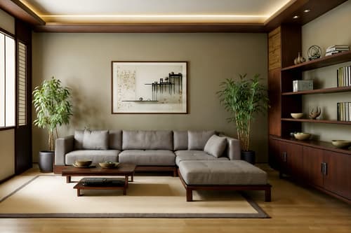 photo from pinterest of zen-style interior designed (living room interior) with furniture and bookshelves and occasional tables and coffee tables and sofa and electric lamps and plant and televisions. . with asian interior and calm and neutral colors and asian zen interior and serenity and harmony and natural textures and clean lines and japanese minimalist interior and simplicity. . cinematic photo, highly detailed, cinematic lighting, ultra-detailed, ultrarealistic, photorealism, 8k. trending on pinterest. zen interior design style. masterpiece, cinematic light, ultrarealistic+, photorealistic+, 8k, raw photo, realistic, sharp focus on eyes, (symmetrical eyes), (intact eyes), hyperrealistic, highest quality, best quality, , highly detailed, masterpiece, best quality, extremely detailed 8k wallpaper, masterpiece, best quality, ultra-detailed, best shadow, detailed background, detailed face, detailed eyes, high contrast, best illumination, detailed face, dulux, caustic, dynamic angle, detailed glow. dramatic lighting. highly detailed, insanely detailed hair, symmetrical, intricate details, professionally retouched, 8k high definition. strong bokeh. award winning photo.