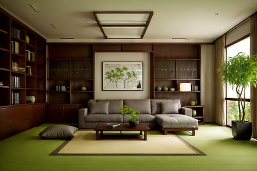 photo from pinterest of zen-style interior designed (living room interior) with furniture and bookshelves and occasional tables and coffee tables and sofa and electric lamps and plant and televisions. . with asian interior and calm and neutral colors and asian zen interior and serenity and harmony and natural textures and clean lines and japanese minimalist interior and simplicity. . cinematic photo, highly detailed, cinematic lighting, ultra-detailed, ultrarealistic, photorealism, 8k. trending on pinterest. zen interior design style. masterpiece, cinematic light, ultrarealistic+, photorealistic+, 8k, raw photo, realistic, sharp focus on eyes, (symmetrical eyes), (intact eyes), hyperrealistic, highest quality, best quality, , highly detailed, masterpiece, best quality, extremely detailed 8k wallpaper, masterpiece, best quality, ultra-detailed, best shadow, detailed background, detailed face, detailed eyes, high contrast, best illumination, detailed face, dulux, caustic, dynamic angle, detailed glow. dramatic lighting. highly detailed, insanely detailed hair, symmetrical, intricate details, professionally retouched, 8k high definition. strong bokeh. award winning photo.