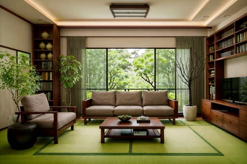 photo from pinterest of zen-style interior designed (living room interior) with furniture and bookshelves and occasional tables and coffee tables and sofa and electric lamps and plant and televisions. . with asian interior and calm and neutral colors and asian zen interior and serenity and harmony and natural textures and clean lines and japanese minimalist interior and simplicity. . cinematic photo, highly detailed, cinematic lighting, ultra-detailed, ultrarealistic, photorealism, 8k. trending on pinterest. zen interior design style. masterpiece, cinematic light, ultrarealistic+, photorealistic+, 8k, raw photo, realistic, sharp focus on eyes, (symmetrical eyes), (intact eyes), hyperrealistic, highest quality, best quality, , highly detailed, masterpiece, best quality, extremely detailed 8k wallpaper, masterpiece, best quality, ultra-detailed, best shadow, detailed background, detailed face, detailed eyes, high contrast, best illumination, detailed face, dulux, caustic, dynamic angle, detailed glow. dramatic lighting. highly detailed, insanely detailed hair, symmetrical, intricate details, professionally retouched, 8k high definition. strong bokeh. award winning photo.