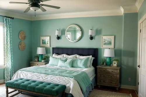 photo from pinterest of coastal-style interior designed (bedroom interior) with bed and night light and bedside table or night stand and mirror and storage bench or ottoman and dresser closet and plant and headboard. . with . . cinematic photo, highly detailed, cinematic lighting, ultra-detailed, ultrarealistic, photorealism, 8k. trending on pinterest. coastal interior design style. masterpiece, cinematic light, ultrarealistic+, photorealistic+, 8k, raw photo, realistic, sharp focus on eyes, (symmetrical eyes), (intact eyes), hyperrealistic, highest quality, best quality, , highly detailed, masterpiece, best quality, extremely detailed 8k wallpaper, masterpiece, best quality, ultra-detailed, best shadow, detailed background, detailed face, detailed eyes, high contrast, best illumination, detailed face, dulux, caustic, dynamic angle, detailed glow. dramatic lighting. highly detailed, insanely detailed hair, symmetrical, intricate details, professionally retouched, 8k high definition. strong bokeh. award winning photo.