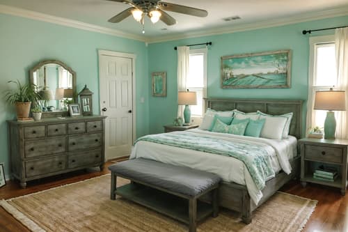 photo from pinterest of coastal-style interior designed (bedroom interior) with bed and night light and bedside table or night stand and mirror and storage bench or ottoman and dresser closet and plant and headboard. . with . . cinematic photo, highly detailed, cinematic lighting, ultra-detailed, ultrarealistic, photorealism, 8k. trending on pinterest. coastal interior design style. masterpiece, cinematic light, ultrarealistic+, photorealistic+, 8k, raw photo, realistic, sharp focus on eyes, (symmetrical eyes), (intact eyes), hyperrealistic, highest quality, best quality, , highly detailed, masterpiece, best quality, extremely detailed 8k wallpaper, masterpiece, best quality, ultra-detailed, best shadow, detailed background, detailed face, detailed eyes, high contrast, best illumination, detailed face, dulux, caustic, dynamic angle, detailed glow. dramatic lighting. highly detailed, insanely detailed hair, symmetrical, intricate details, professionally retouched, 8k high definition. strong bokeh. award winning photo.
