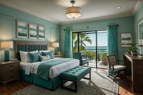 photo from pinterest of coastal-style interior designed (hotel room interior) with working desk with desk chair and plant and storage bench or ottoman and mirror and headboard and accent chair and night light and bedside table or night stand. . with . . cinematic photo, highly detailed, cinematic lighting, ultra-detailed, ultrarealistic, photorealism, 8k. trending on pinterest. coastal interior design style. masterpiece, cinematic light, ultrarealistic+, photorealistic+, 8k, raw photo, realistic, sharp focus on eyes, (symmetrical eyes), (intact eyes), hyperrealistic, highest quality, best quality, , highly detailed, masterpiece, best quality, extremely detailed 8k wallpaper, masterpiece, best quality, ultra-detailed, best shadow, detailed background, detailed face, detailed eyes, high contrast, best illumination, detailed face, dulux, caustic, dynamic angle, detailed glow. dramatic lighting. highly detailed, insanely detailed hair, symmetrical, intricate details, professionally retouched, 8k high definition. strong bokeh. award winning photo.