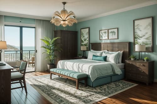 photo from pinterest of coastal-style interior designed (hotel room interior) with working desk with desk chair and plant and storage bench or ottoman and mirror and headboard and accent chair and night light and bedside table or night stand. . with . . cinematic photo, highly detailed, cinematic lighting, ultra-detailed, ultrarealistic, photorealism, 8k. trending on pinterest. coastal interior design style. masterpiece, cinematic light, ultrarealistic+, photorealistic+, 8k, raw photo, realistic, sharp focus on eyes, (symmetrical eyes), (intact eyes), hyperrealistic, highest quality, best quality, , highly detailed, masterpiece, best quality, extremely detailed 8k wallpaper, masterpiece, best quality, ultra-detailed, best shadow, detailed background, detailed face, detailed eyes, high contrast, best illumination, detailed face, dulux, caustic, dynamic angle, detailed glow. dramatic lighting. highly detailed, insanely detailed hair, symmetrical, intricate details, professionally retouched, 8k high definition. strong bokeh. award winning photo.