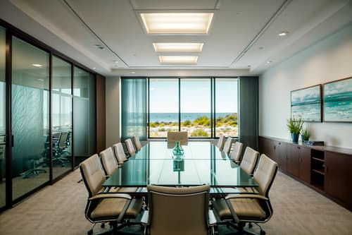 photo from pinterest of coastal-style interior designed (meeting room interior) with boardroom table and office chairs and painting or photo on wall and glass doors and glass walls and cabinets and plant and vase. . with . . cinematic photo, highly detailed, cinematic lighting, ultra-detailed, ultrarealistic, photorealism, 8k. trending on pinterest. coastal interior design style. masterpiece, cinematic light, ultrarealistic+, photorealistic+, 8k, raw photo, realistic, sharp focus on eyes, (symmetrical eyes), (intact eyes), hyperrealistic, highest quality, best quality, , highly detailed, masterpiece, best quality, extremely detailed 8k wallpaper, masterpiece, best quality, ultra-detailed, best shadow, detailed background, detailed face, detailed eyes, high contrast, best illumination, detailed face, dulux, caustic, dynamic angle, detailed glow. dramatic lighting. highly detailed, insanely detailed hair, symmetrical, intricate details, professionally retouched, 8k high definition. strong bokeh. award winning photo.