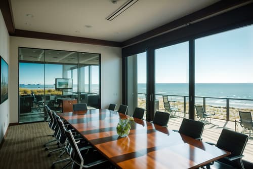 photo from pinterest of coastal-style interior designed (meeting room interior) with boardroom table and office chairs and painting or photo on wall and glass doors and glass walls and cabinets and plant and vase. . with . . cinematic photo, highly detailed, cinematic lighting, ultra-detailed, ultrarealistic, photorealism, 8k. trending on pinterest. coastal interior design style. masterpiece, cinematic light, ultrarealistic+, photorealistic+, 8k, raw photo, realistic, sharp focus on eyes, (symmetrical eyes), (intact eyes), hyperrealistic, highest quality, best quality, , highly detailed, masterpiece, best quality, extremely detailed 8k wallpaper, masterpiece, best quality, ultra-detailed, best shadow, detailed background, detailed face, detailed eyes, high contrast, best illumination, detailed face, dulux, caustic, dynamic angle, detailed glow. dramatic lighting. highly detailed, insanely detailed hair, symmetrical, intricate details, professionally retouched, 8k high definition. strong bokeh. award winning photo.