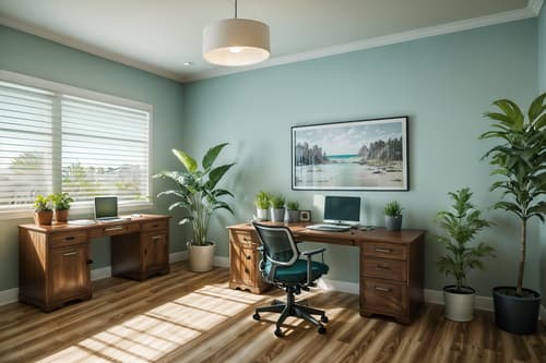 photo from pinterest of coastal-style interior designed (office interior) with cabinets and office desks and desk lamps and computer desks and office chairs and windows and seating area with sofa and plants. . with . . cinematic photo, highly detailed, cinematic lighting, ultra-detailed, ultrarealistic, photorealism, 8k. trending on pinterest. coastal interior design style. masterpiece, cinematic light, ultrarealistic+, photorealistic+, 8k, raw photo, realistic, sharp focus on eyes, (symmetrical eyes), (intact eyes), hyperrealistic, highest quality, best quality, , highly detailed, masterpiece, best quality, extremely detailed 8k wallpaper, masterpiece, best quality, ultra-detailed, best shadow, detailed background, detailed face, detailed eyes, high contrast, best illumination, detailed face, dulux, caustic, dynamic angle, detailed glow. dramatic lighting. highly detailed, insanely detailed hair, symmetrical, intricate details, professionally retouched, 8k high definition. strong bokeh. award winning photo.
