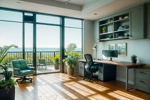 photo from pinterest of coastal-style interior designed (office interior) with cabinets and office desks and desk lamps and computer desks and office chairs and windows and seating area with sofa and plants. . with . . cinematic photo, highly detailed, cinematic lighting, ultra-detailed, ultrarealistic, photorealism, 8k. trending on pinterest. coastal interior design style. masterpiece, cinematic light, ultrarealistic+, photorealistic+, 8k, raw photo, realistic, sharp focus on eyes, (symmetrical eyes), (intact eyes), hyperrealistic, highest quality, best quality, , highly detailed, masterpiece, best quality, extremely detailed 8k wallpaper, masterpiece, best quality, ultra-detailed, best shadow, detailed background, detailed face, detailed eyes, high contrast, best illumination, detailed face, dulux, caustic, dynamic angle, detailed glow. dramatic lighting. highly detailed, insanely detailed hair, symmetrical, intricate details, professionally retouched, 8k high definition. strong bokeh. award winning photo.