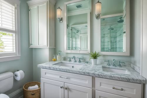 photo from pinterest of coastal-style interior designed (hotel bathroom interior) with bathroom sink with faucet and bathroom cabinet and waste basket and shower and bath towel and toilet seat and plant and mirror. . with . . cinematic photo, highly detailed, cinematic lighting, ultra-detailed, ultrarealistic, photorealism, 8k. trending on pinterest. coastal interior design style. masterpiece, cinematic light, ultrarealistic+, photorealistic+, 8k, raw photo, realistic, sharp focus on eyes, (symmetrical eyes), (intact eyes), hyperrealistic, highest quality, best quality, , highly detailed, masterpiece, best quality, extremely detailed 8k wallpaper, masterpiece, best quality, ultra-detailed, best shadow, detailed background, detailed face, detailed eyes, high contrast, best illumination, detailed face, dulux, caustic, dynamic angle, detailed glow. dramatic lighting. highly detailed, insanely detailed hair, symmetrical, intricate details, professionally retouched, 8k high definition. strong bokeh. award winning photo.