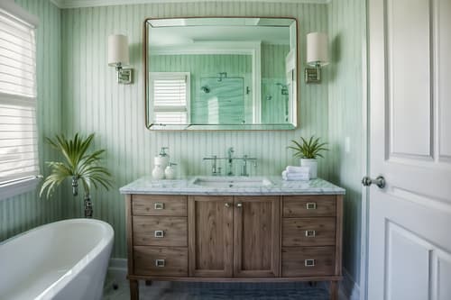 photo from pinterest of coastal-style interior designed (hotel bathroom interior) with bathroom sink with faucet and bathroom cabinet and waste basket and shower and bath towel and toilet seat and plant and mirror. . with . . cinematic photo, highly detailed, cinematic lighting, ultra-detailed, ultrarealistic, photorealism, 8k. trending on pinterest. coastal interior design style. masterpiece, cinematic light, ultrarealistic+, photorealistic+, 8k, raw photo, realistic, sharp focus on eyes, (symmetrical eyes), (intact eyes), hyperrealistic, highest quality, best quality, , highly detailed, masterpiece, best quality, extremely detailed 8k wallpaper, masterpiece, best quality, ultra-detailed, best shadow, detailed background, detailed face, detailed eyes, high contrast, best illumination, detailed face, dulux, caustic, dynamic angle, detailed glow. dramatic lighting. highly detailed, insanely detailed hair, symmetrical, intricate details, professionally retouched, 8k high definition. strong bokeh. award winning photo.