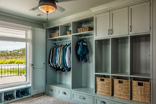 photo from pinterest of coastal-style interior designed (drop zone interior) with cubbies and cabinets and a bench and shelves for shoes and lockers and storage baskets and high up storage and storage drawers. . with . . cinematic photo, highly detailed, cinematic lighting, ultra-detailed, ultrarealistic, photorealism, 8k. trending on pinterest. coastal interior design style. masterpiece, cinematic light, ultrarealistic+, photorealistic+, 8k, raw photo, realistic, sharp focus on eyes, (symmetrical eyes), (intact eyes), hyperrealistic, highest quality, best quality, , highly detailed, masterpiece, best quality, extremely detailed 8k wallpaper, masterpiece, best quality, ultra-detailed, best shadow, detailed background, detailed face, detailed eyes, high contrast, best illumination, detailed face, dulux, caustic, dynamic angle, detailed glow. dramatic lighting. highly detailed, insanely detailed hair, symmetrical, intricate details, professionally retouched, 8k high definition. strong bokeh. award winning photo.
