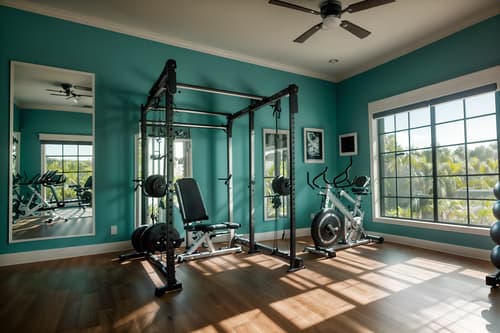 photo from pinterest of coastal-style interior designed (fitness gym interior) with exercise bicycle and squat rack and crosstrainer and bench press and dumbbell stand and exercise bicycle. . with . . cinematic photo, highly detailed, cinematic lighting, ultra-detailed, ultrarealistic, photorealism, 8k. trending on pinterest. coastal interior design style. masterpiece, cinematic light, ultrarealistic+, photorealistic+, 8k, raw photo, realistic, sharp focus on eyes, (symmetrical eyes), (intact eyes), hyperrealistic, highest quality, best quality, , highly detailed, masterpiece, best quality, extremely detailed 8k wallpaper, masterpiece, best quality, ultra-detailed, best shadow, detailed background, detailed face, detailed eyes, high contrast, best illumination, detailed face, dulux, caustic, dynamic angle, detailed glow. dramatic lighting. highly detailed, insanely detailed hair, symmetrical, intricate details, professionally retouched, 8k high definition. strong bokeh. award winning photo.