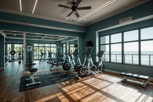 photo from pinterest of coastal-style interior designed (fitness gym interior) with exercise bicycle and squat rack and crosstrainer and bench press and dumbbell stand and exercise bicycle. . with . . cinematic photo, highly detailed, cinematic lighting, ultra-detailed, ultrarealistic, photorealism, 8k. trending on pinterest. coastal interior design style. masterpiece, cinematic light, ultrarealistic+, photorealistic+, 8k, raw photo, realistic, sharp focus on eyes, (symmetrical eyes), (intact eyes), hyperrealistic, highest quality, best quality, , highly detailed, masterpiece, best quality, extremely detailed 8k wallpaper, masterpiece, best quality, ultra-detailed, best shadow, detailed background, detailed face, detailed eyes, high contrast, best illumination, detailed face, dulux, caustic, dynamic angle, detailed glow. dramatic lighting. highly detailed, insanely detailed hair, symmetrical, intricate details, professionally retouched, 8k high definition. strong bokeh. award winning photo.