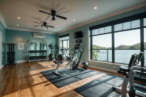 photo from pinterest of coastal-style interior designed (fitness gym interior) with exercise bicycle and squat rack and crosstrainer and bench press and dumbbell stand and exercise bicycle. . with . . cinematic photo, highly detailed, cinematic lighting, ultra-detailed, ultrarealistic, photorealism, 8k. trending on pinterest. coastal interior design style. masterpiece, cinematic light, ultrarealistic+, photorealistic+, 8k, raw photo, realistic, sharp focus on eyes, (symmetrical eyes), (intact eyes), hyperrealistic, highest quality, best quality, , highly detailed, masterpiece, best quality, extremely detailed 8k wallpaper, masterpiece, best quality, ultra-detailed, best shadow, detailed background, detailed face, detailed eyes, high contrast, best illumination, detailed face, dulux, caustic, dynamic angle, detailed glow. dramatic lighting. highly detailed, insanely detailed hair, symmetrical, intricate details, professionally retouched, 8k high definition. strong bokeh. award winning photo.