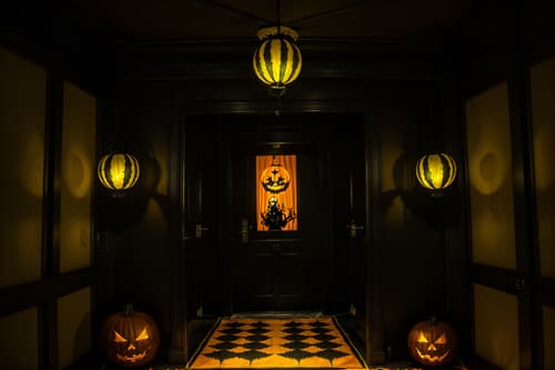 photo from pinterest of halloween-style interior designed (walk in closet interior) . with yellow black balloons and lanterns and glowing pumpkins and spiderwebs and lanterns and cobwebs and cobwebs and human skulls. . cinematic photo, highly detailed, cinematic lighting, ultra-detailed, ultrarealistic, photorealism, 8k. trending on pinterest. halloween interior design style. masterpiece, cinematic light, ultrarealistic+, photorealistic+, 8k, raw photo, realistic, sharp focus on eyes, (symmetrical eyes), (intact eyes), hyperrealistic, highest quality, best quality, , highly detailed, masterpiece, best quality, extremely detailed 8k wallpaper, masterpiece, best quality, ultra-detailed, best shadow, detailed background, detailed face, detailed eyes, high contrast, best illumination, detailed face, dulux, caustic, dynamic angle, detailed glow. dramatic lighting. highly detailed, insanely detailed hair, symmetrical, intricate details, professionally retouched, 8k high definition. strong bokeh. award winning photo.