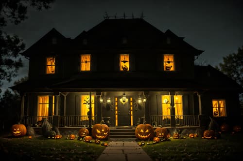 photo from pinterest of halloween-style exterior designed (house exterior exterior) . with cobwebs and spiderwebs and yellow black balloons and cobwebs and lanterns and lanterns and glowing pumpkins and human skulls. . cinematic photo, highly detailed, cinematic lighting, ultra-detailed, ultrarealistic, photorealism, 8k. trending on pinterest. halloween exterior design style. masterpiece, cinematic light, ultrarealistic+, photorealistic+, 8k, raw photo, realistic, sharp focus on eyes, (symmetrical eyes), (intact eyes), hyperrealistic, highest quality, best quality, , highly detailed, masterpiece, best quality, extremely detailed 8k wallpaper, masterpiece, best quality, ultra-detailed, best shadow, detailed background, detailed face, detailed eyes, high contrast, best illumination, detailed face, dulux, caustic, dynamic angle, detailed glow. dramatic lighting. highly detailed, insanely detailed hair, symmetrical, intricate details, professionally retouched, 8k high definition. strong bokeh. award winning photo.