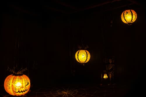 photo from pinterest of halloween-style interior designed (onsen interior) . with cobwebs and yellow black balloons and lanterns and glowing pumpkins and cobwebs and lanterns and skeletons sitting and standing and spiderwebs. . cinematic photo, highly detailed, cinematic lighting, ultra-detailed, ultrarealistic, photorealism, 8k. trending on pinterest. halloween interior design style. masterpiece, cinematic light, ultrarealistic+, photorealistic+, 8k, raw photo, realistic, sharp focus on eyes, (symmetrical eyes), (intact eyes), hyperrealistic, highest quality, best quality, , highly detailed, masterpiece, best quality, extremely detailed 8k wallpaper, masterpiece, best quality, ultra-detailed, best shadow, detailed background, detailed face, detailed eyes, high contrast, best illumination, detailed face, dulux, caustic, dynamic angle, detailed glow. dramatic lighting. highly detailed, insanely detailed hair, symmetrical, intricate details, professionally retouched, 8k high definition. strong bokeh. award winning photo.