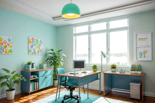 photo from pinterest of easter-style interior designed (office interior) with plants and computer desks and office chairs and office desks and lounge chairs and cabinets and desk lamps and windows. . with colorful easter eggs and light blue colors and spring decorations and easter decorations and flowers on table and colorful easter eggs. . cinematic photo, highly detailed, cinematic lighting, ultra-detailed, ultrarealistic, photorealism, 8k. trending on pinterest. easter interior design style. masterpiece, cinematic light, ultrarealistic+, photorealistic+, 8k, raw photo, realistic, sharp focus on eyes, (symmetrical eyes), (intact eyes), hyperrealistic, highest quality, best quality, , highly detailed, masterpiece, best quality, extremely detailed 8k wallpaper, masterpiece, best quality, ultra-detailed, best shadow, detailed background, detailed face, detailed eyes, high contrast, best illumination, detailed face, dulux, caustic, dynamic angle, detailed glow. dramatic lighting. highly detailed, insanely detailed hair, symmetrical, intricate details, professionally retouched, 8k high definition. strong bokeh. award winning photo.