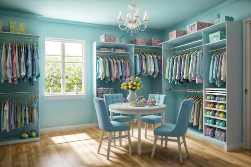 photo from pinterest of easter-style interior designed (walk in closet interior) . with light blue colors and easter decorations and colorful easter eggs and spring decorations and flowers on table and light blue colors. . cinematic photo, highly detailed, cinematic lighting, ultra-detailed, ultrarealistic, photorealism, 8k. trending on pinterest. easter interior design style. masterpiece, cinematic light, ultrarealistic+, photorealistic+, 8k, raw photo, realistic, sharp focus on eyes, (symmetrical eyes), (intact eyes), hyperrealistic, highest quality, best quality, , highly detailed, masterpiece, best quality, extremely detailed 8k wallpaper, masterpiece, best quality, ultra-detailed, best shadow, detailed background, detailed face, detailed eyes, high contrast, best illumination, detailed face, dulux, caustic, dynamic angle, detailed glow. dramatic lighting. highly detailed, insanely detailed hair, symmetrical, intricate details, professionally retouched, 8k high definition. strong bokeh. award winning photo.