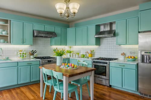 photo from pinterest of easter-style interior designed (kitchen living combo interior) with refrigerator and furniture and occasional tables and kitchen cabinets and plant and sink and plant and sofa. . with easter decorations and spring decorations and flowers on table and colorful easter eggs and light blue colors and easter decorations. . cinematic photo, highly detailed, cinematic lighting, ultra-detailed, ultrarealistic, photorealism, 8k. trending on pinterest. easter interior design style. masterpiece, cinematic light, ultrarealistic+, photorealistic+, 8k, raw photo, realistic, sharp focus on eyes, (symmetrical eyes), (intact eyes), hyperrealistic, highest quality, best quality, , highly detailed, masterpiece, best quality, extremely detailed 8k wallpaper, masterpiece, best quality, ultra-detailed, best shadow, detailed background, detailed face, detailed eyes, high contrast, best illumination, detailed face, dulux, caustic, dynamic angle, detailed glow. dramatic lighting. highly detailed, insanely detailed hair, symmetrical, intricate details, professionally retouched, 8k high definition. strong bokeh. award winning photo.