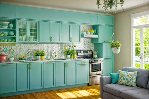 photo from pinterest of easter-style interior designed (kitchen living combo interior) with refrigerator and furniture and occasional tables and kitchen cabinets and plant and sink and plant and sofa. . with easter decorations and spring decorations and flowers on table and colorful easter eggs and light blue colors and easter decorations. . cinematic photo, highly detailed, cinematic lighting, ultra-detailed, ultrarealistic, photorealism, 8k. trending on pinterest. easter interior design style. masterpiece, cinematic light, ultrarealistic+, photorealistic+, 8k, raw photo, realistic, sharp focus on eyes, (symmetrical eyes), (intact eyes), hyperrealistic, highest quality, best quality, , highly detailed, masterpiece, best quality, extremely detailed 8k wallpaper, masterpiece, best quality, ultra-detailed, best shadow, detailed background, detailed face, detailed eyes, high contrast, best illumination, detailed face, dulux, caustic, dynamic angle, detailed glow. dramatic lighting. highly detailed, insanely detailed hair, symmetrical, intricate details, professionally retouched, 8k high definition. strong bokeh. award winning photo.