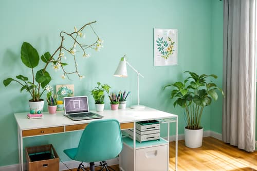 photo from pinterest of easter-style interior designed (home office interior) with plant and cabinets and computer desk and desk lamp and office chair and plant. . with flowers on table and easter decorations and spring decorations and colorful easter eggs and light blue colors and flowers on table. . cinematic photo, highly detailed, cinematic lighting, ultra-detailed, ultrarealistic, photorealism, 8k. trending on pinterest. easter interior design style. masterpiece, cinematic light, ultrarealistic+, photorealistic+, 8k, raw photo, realistic, sharp focus on eyes, (symmetrical eyes), (intact eyes), hyperrealistic, highest quality, best quality, , highly detailed, masterpiece, best quality, extremely detailed 8k wallpaper, masterpiece, best quality, ultra-detailed, best shadow, detailed background, detailed face, detailed eyes, high contrast, best illumination, detailed face, dulux, caustic, dynamic angle, detailed glow. dramatic lighting. highly detailed, insanely detailed hair, symmetrical, intricate details, professionally retouched, 8k high definition. strong bokeh. award winning photo.