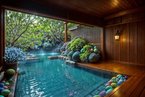 photo from pinterest of easter-style interior designed (onsen interior) . with colorful easter eggs and flowers on table and easter decorations and light blue colors and spring decorations and colorful easter eggs. . cinematic photo, highly detailed, cinematic lighting, ultra-detailed, ultrarealistic, photorealism, 8k. trending on pinterest. easter interior design style. masterpiece, cinematic light, ultrarealistic+, photorealistic+, 8k, raw photo, realistic, sharp focus on eyes, (symmetrical eyes), (intact eyes), hyperrealistic, highest quality, best quality, , highly detailed, masterpiece, best quality, extremely detailed 8k wallpaper, masterpiece, best quality, ultra-detailed, best shadow, detailed background, detailed face, detailed eyes, high contrast, best illumination, detailed face, dulux, caustic, dynamic angle, detailed glow. dramatic lighting. highly detailed, insanely detailed hair, symmetrical, intricate details, professionally retouched, 8k high definition. strong bokeh. award winning photo.