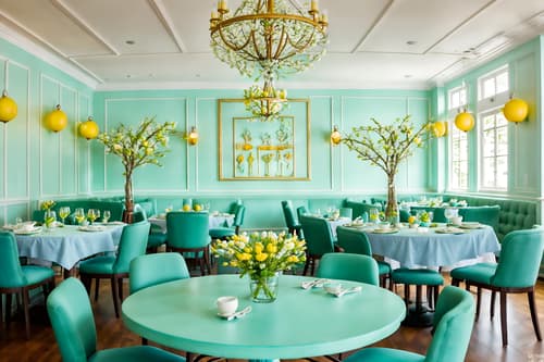 photo from pinterest of easter-style interior designed (restaurant interior) with restaurant decor and restaurant dining tables and restaurant chairs and restaurant bar and restaurant decor. . with spring decorations and light blue colors and flowers on table and colorful easter eggs and easter decorations and spring decorations. . cinematic photo, highly detailed, cinematic lighting, ultra-detailed, ultrarealistic, photorealism, 8k. trending on pinterest. easter interior design style. masterpiece, cinematic light, ultrarealistic+, photorealistic+, 8k, raw photo, realistic, sharp focus on eyes, (symmetrical eyes), (intact eyes), hyperrealistic, highest quality, best quality, , highly detailed, masterpiece, best quality, extremely detailed 8k wallpaper, masterpiece, best quality, ultra-detailed, best shadow, detailed background, detailed face, detailed eyes, high contrast, best illumination, detailed face, dulux, caustic, dynamic angle, detailed glow. dramatic lighting. highly detailed, insanely detailed hair, symmetrical, intricate details, professionally retouched, 8k high definition. strong bokeh. award winning photo.