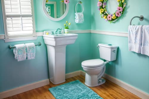 photo from pinterest of easter-style interior designed (toilet interior) with sink with tap and toilet paper hanger and toilet with toilet seat up and sink with tap. . with flowers on table and colorful easter eggs and light blue colors and easter decorations and spring decorations and flowers on table. . cinematic photo, highly detailed, cinematic lighting, ultra-detailed, ultrarealistic, photorealism, 8k. trending on pinterest. easter interior design style. masterpiece, cinematic light, ultrarealistic+, photorealistic+, 8k, raw photo, realistic, sharp focus on eyes, (symmetrical eyes), (intact eyes), hyperrealistic, highest quality, best quality, , highly detailed, masterpiece, best quality, extremely detailed 8k wallpaper, masterpiece, best quality, ultra-detailed, best shadow, detailed background, detailed face, detailed eyes, high contrast, best illumination, detailed face, dulux, caustic, dynamic angle, detailed glow. dramatic lighting. highly detailed, insanely detailed hair, symmetrical, intricate details, professionally retouched, 8k high definition. strong bokeh. award winning photo.