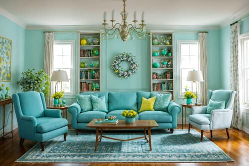 photo from pinterest of easter-style interior designed (living room interior) with rug and electric lamps and sofa and furniture and bookshelves and televisions and chairs and plant. . with light blue colors and flowers on table and spring decorations and easter decorations and colorful easter eggs and light blue colors. . cinematic photo, highly detailed, cinematic lighting, ultra-detailed, ultrarealistic, photorealism, 8k. trending on pinterest. easter interior design style. masterpiece, cinematic light, ultrarealistic+, photorealistic+, 8k, raw photo, realistic, sharp focus on eyes, (symmetrical eyes), (intact eyes), hyperrealistic, highest quality, best quality, , highly detailed, masterpiece, best quality, extremely detailed 8k wallpaper, masterpiece, best quality, ultra-detailed, best shadow, detailed background, detailed face, detailed eyes, high contrast, best illumination, detailed face, dulux, caustic, dynamic angle, detailed glow. dramatic lighting. highly detailed, insanely detailed hair, symmetrical, intricate details, professionally retouched, 8k high definition. strong bokeh. award winning photo.