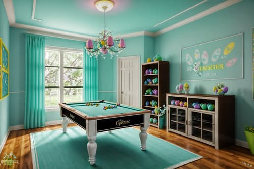 photo from pinterest of easter-style interior designed (gaming room interior) . with colorful easter eggs and light blue colors and easter decorations and flowers on table and spring decorations and colorful easter eggs. . cinematic photo, highly detailed, cinematic lighting, ultra-detailed, ultrarealistic, photorealism, 8k. trending on pinterest. easter interior design style. masterpiece, cinematic light, ultrarealistic+, photorealistic+, 8k, raw photo, realistic, sharp focus on eyes, (symmetrical eyes), (intact eyes), hyperrealistic, highest quality, best quality, , highly detailed, masterpiece, best quality, extremely detailed 8k wallpaper, masterpiece, best quality, ultra-detailed, best shadow, detailed background, detailed face, detailed eyes, high contrast, best illumination, detailed face, dulux, caustic, dynamic angle, detailed glow. dramatic lighting. highly detailed, insanely detailed hair, symmetrical, intricate details, professionally retouched, 8k high definition. strong bokeh. award winning photo.