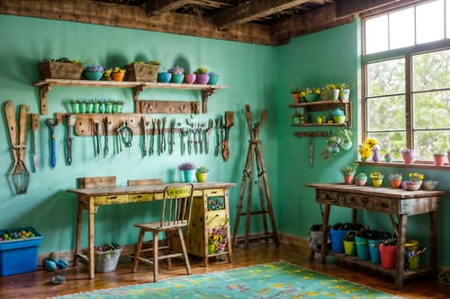 photo from pinterest of easter-style interior designed (workshop interior) with wooden workbench and messy and tool wall and wooden workbench. . with easter decorations and spring decorations and flowers on table and colorful easter eggs and light blue colors and easter decorations. . cinematic photo, highly detailed, cinematic lighting, ultra-detailed, ultrarealistic, photorealism, 8k. trending on pinterest. easter interior design style. masterpiece, cinematic light, ultrarealistic+, photorealistic+, 8k, raw photo, realistic, sharp focus on eyes, (symmetrical eyes), (intact eyes), hyperrealistic, highest quality, best quality, , highly detailed, masterpiece, best quality, extremely detailed 8k wallpaper, masterpiece, best quality, ultra-detailed, best shadow, detailed background, detailed face, detailed eyes, high contrast, best illumination, detailed face, dulux, caustic, dynamic angle, detailed glow. dramatic lighting. highly detailed, insanely detailed hair, symmetrical, intricate details, professionally retouched, 8k high definition. strong bokeh. award winning photo.