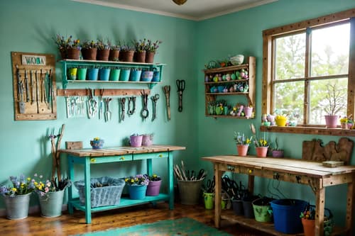 photo from pinterest of easter-style interior designed (workshop interior) with wooden workbench and messy and tool wall and wooden workbench. . with easter decorations and spring decorations and flowers on table and colorful easter eggs and light blue colors and easter decorations. . cinematic photo, highly detailed, cinematic lighting, ultra-detailed, ultrarealistic, photorealism, 8k. trending on pinterest. easter interior design style. masterpiece, cinematic light, ultrarealistic+, photorealistic+, 8k, raw photo, realistic, sharp focus on eyes, (symmetrical eyes), (intact eyes), hyperrealistic, highest quality, best quality, , highly detailed, masterpiece, best quality, extremely detailed 8k wallpaper, masterpiece, best quality, ultra-detailed, best shadow, detailed background, detailed face, detailed eyes, high contrast, best illumination, detailed face, dulux, caustic, dynamic angle, detailed glow. dramatic lighting. highly detailed, insanely detailed hair, symmetrical, intricate details, professionally retouched, 8k high definition. strong bokeh. award winning photo.