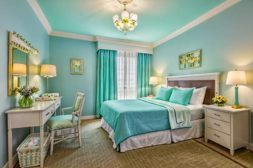 photo from pinterest of easter-style interior designed (hotel room interior) with hotel bathroom and dresser closet and bedside table or night stand and headboard and storage bench or ottoman and night light and working desk with desk chair and plant. . with easter decorations and light blue colors and colorful easter eggs and flowers on table and spring decorations and easter decorations. . cinematic photo, highly detailed, cinematic lighting, ultra-detailed, ultrarealistic, photorealism, 8k. trending on pinterest. easter interior design style. masterpiece, cinematic light, ultrarealistic+, photorealistic+, 8k, raw photo, realistic, sharp focus on eyes, (symmetrical eyes), (intact eyes), hyperrealistic, highest quality, best quality, , highly detailed, masterpiece, best quality, extremely detailed 8k wallpaper, masterpiece, best quality, ultra-detailed, best shadow, detailed background, detailed face, detailed eyes, high contrast, best illumination, detailed face, dulux, caustic, dynamic angle, detailed glow. dramatic lighting. highly detailed, insanely detailed hair, symmetrical, intricate details, professionally retouched, 8k high definition. strong bokeh. award winning photo.