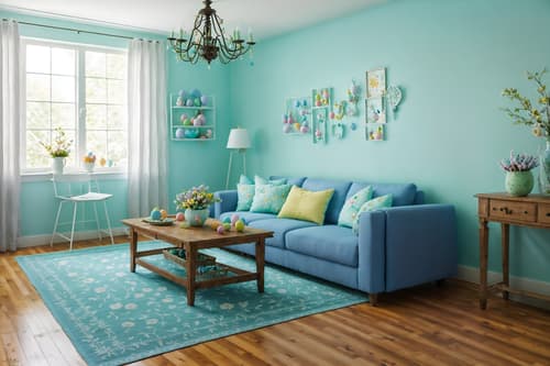 photo from pinterest of easter-style interior designed (attic interior) . with spring decorations and easter decorations and light blue colors and flowers on table and colorful easter eggs and spring decorations. . cinematic photo, highly detailed, cinematic lighting, ultra-detailed, ultrarealistic, photorealism, 8k. trending on pinterest. easter interior design style. masterpiece, cinematic light, ultrarealistic+, photorealistic+, 8k, raw photo, realistic, sharp focus on eyes, (symmetrical eyes), (intact eyes), hyperrealistic, highest quality, best quality, , highly detailed, masterpiece, best quality, extremely detailed 8k wallpaper, masterpiece, best quality, ultra-detailed, best shadow, detailed background, detailed face, detailed eyes, high contrast, best illumination, detailed face, dulux, caustic, dynamic angle, detailed glow. dramatic lighting. highly detailed, insanely detailed hair, symmetrical, intricate details, professionally retouched, 8k high definition. strong bokeh. award winning photo.